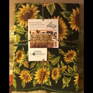 April Cornell Soleil Black Sunflower Tablecloth